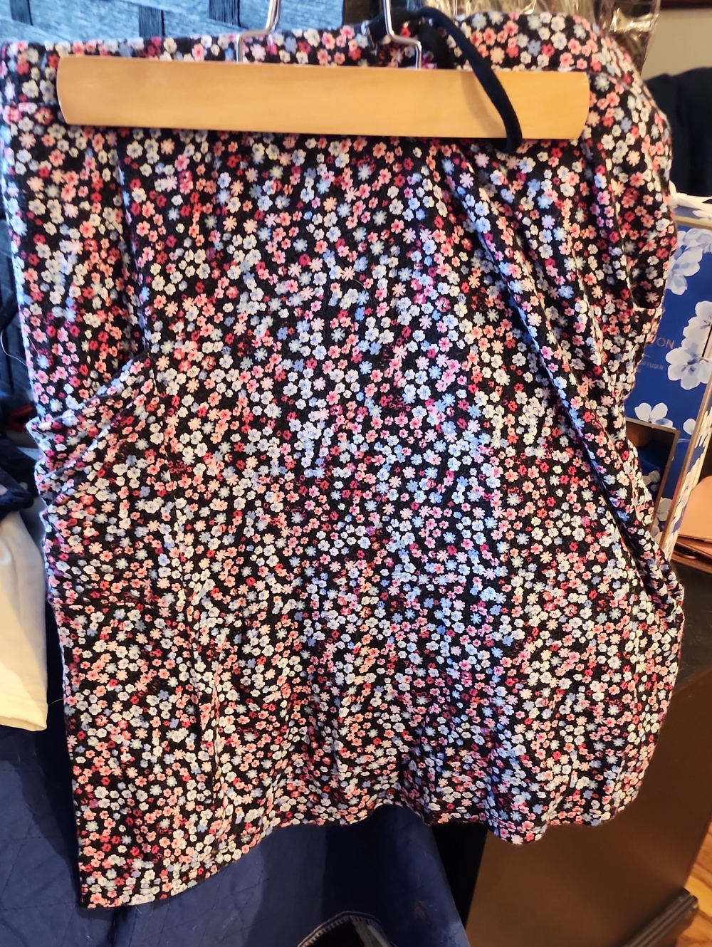Margaret M Black Mini Skirt with Pink & White Floral Print